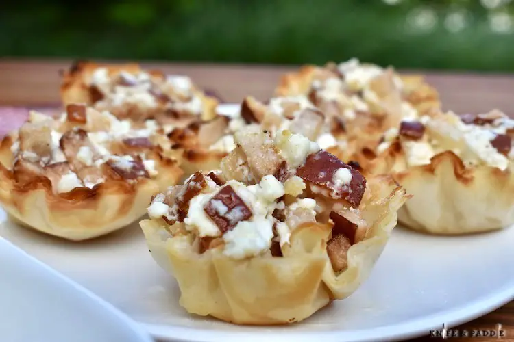 Pear & Goat Cheese Phyllo Cups on a plate