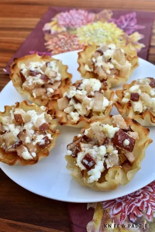 Pear & Goat Cheese Phyllo Cups on a plate