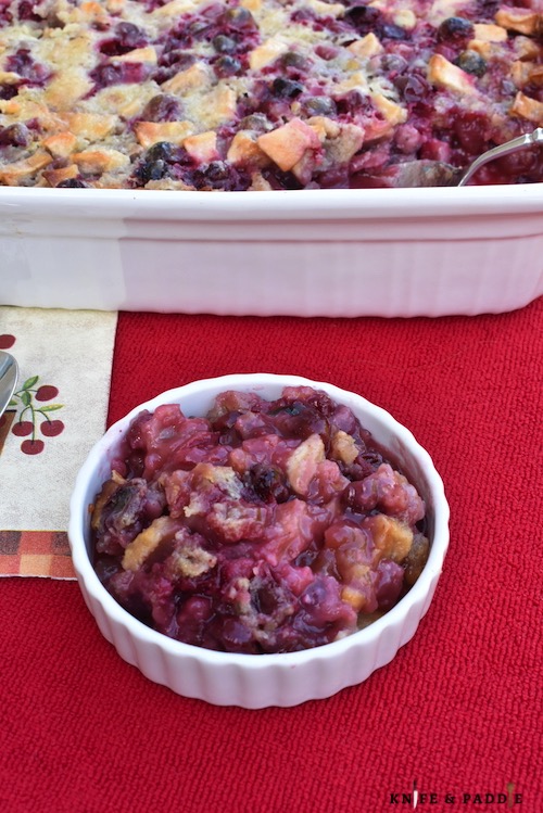 Seasonal Fall Fruit in a baking dish with Streusel Topping and 