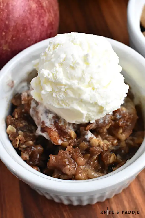 The Best Apple Crisp with a scoop of vanilla ice cream