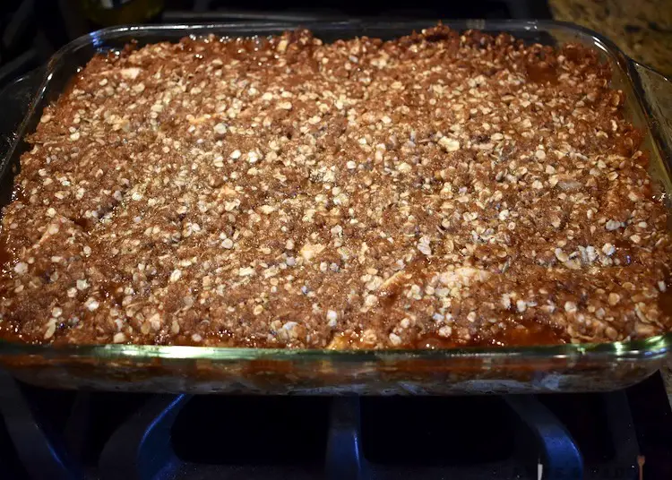 Baked Apple Crisp out of the oven