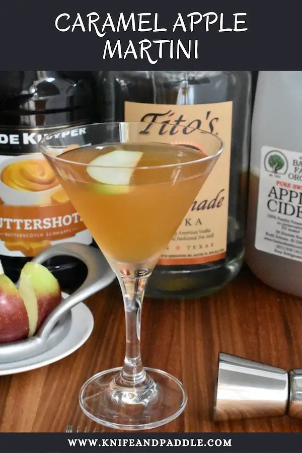 Butterscotch schnapps, vodka and cider mixed together in a fall cocktail