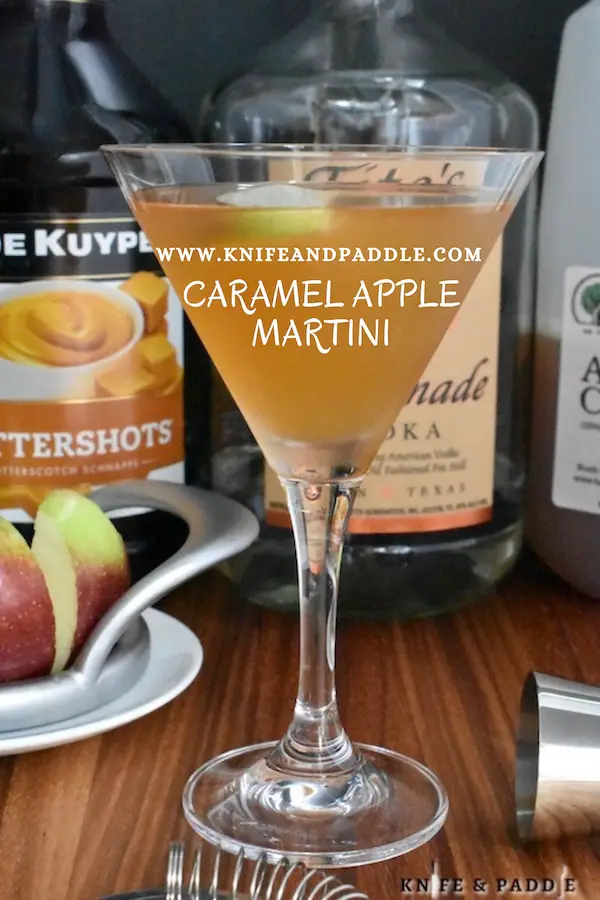 Caramel Apple Martini with an apple slice 
