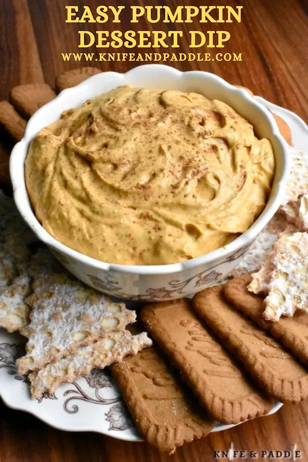 Easy Pumpkin Dessert Dip with cannoli chips, Biscoff cookies and Nilla wafers