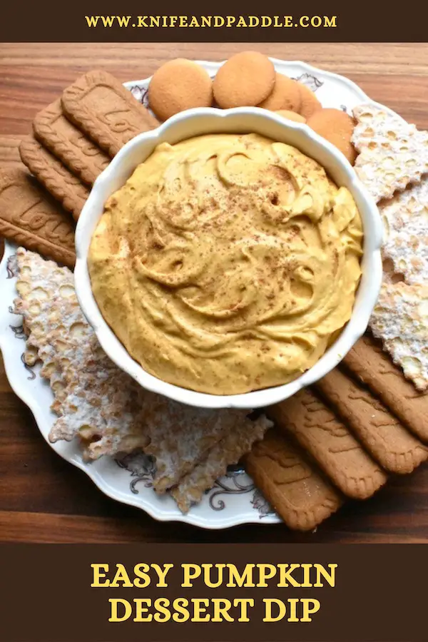 Easy Pumpkin Dessert Dip with cannoli chips, Biscoff cookies and Nilla wafers