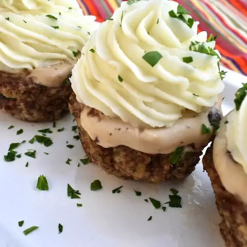 Mini Meatloaf Cupcakes •