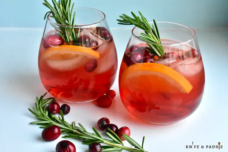Festive Classic Italian Cocktail with an orange slice and a sprig of rosemary for garnish