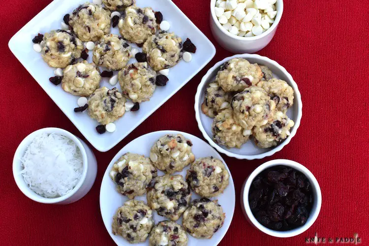 Cranberry White Chocolate Chip Cookies on plates