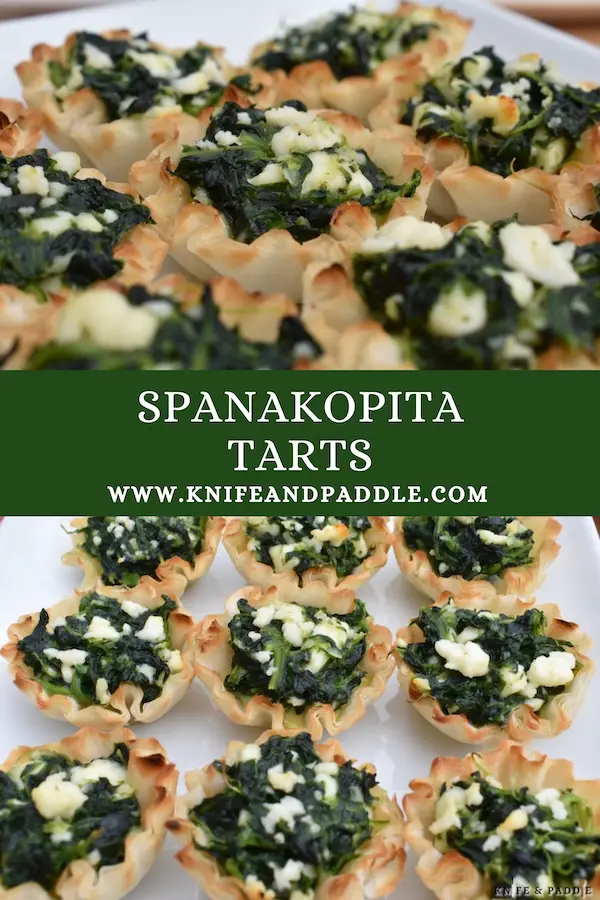 Spinach, feta, garlic, salt, pepper mixed and baked in phyllo cups