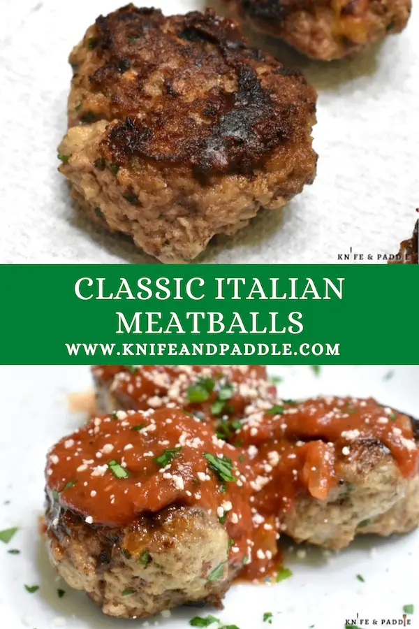 Classic Italian Meatballs with a Simple Homemade Tomato Sauce in a dish