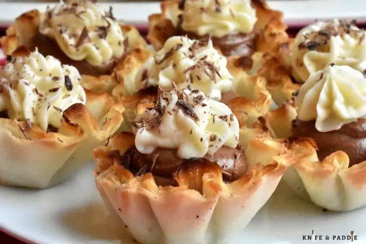 Easy elegant dessert topped with chocolate shavings and a cream cheese topping 