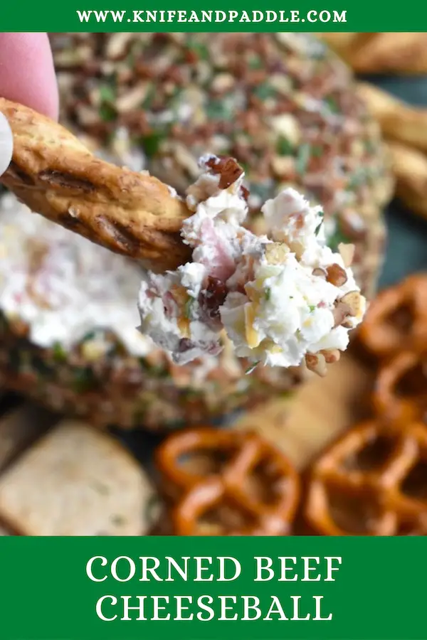 Cold St. Patrick's Day appetizer with crackers, pretzels and cracker sticks