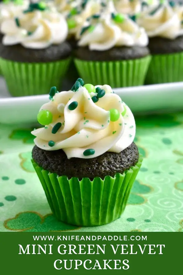 St. Patrick's Day bite-sized treats with silky cream cheese frosting and festive sprinkles