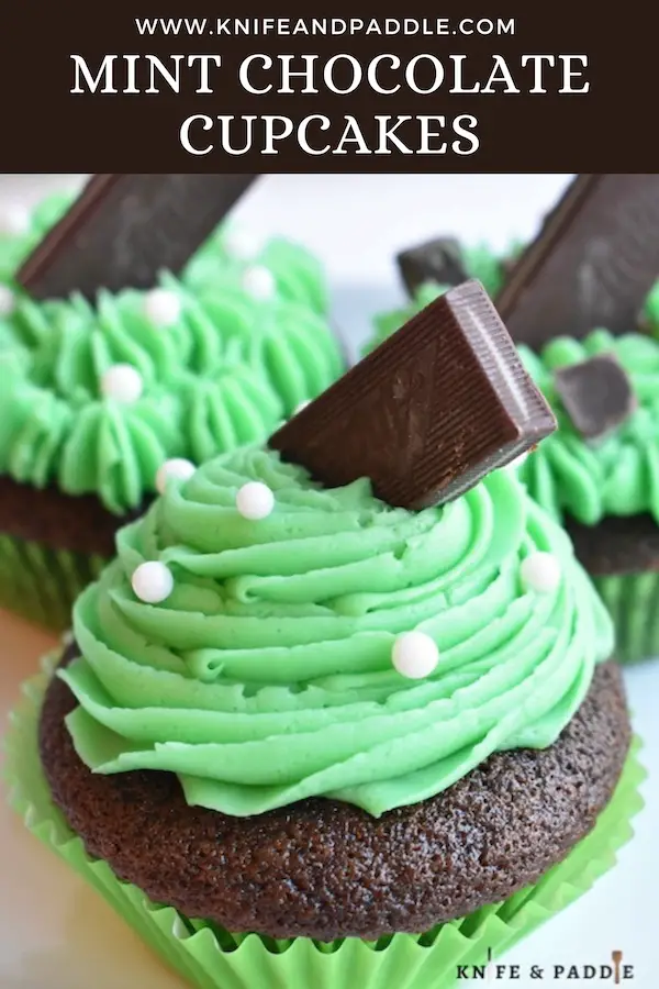 St. Patrick's Day Desserts with bright green frosting and topped with an Andes candy