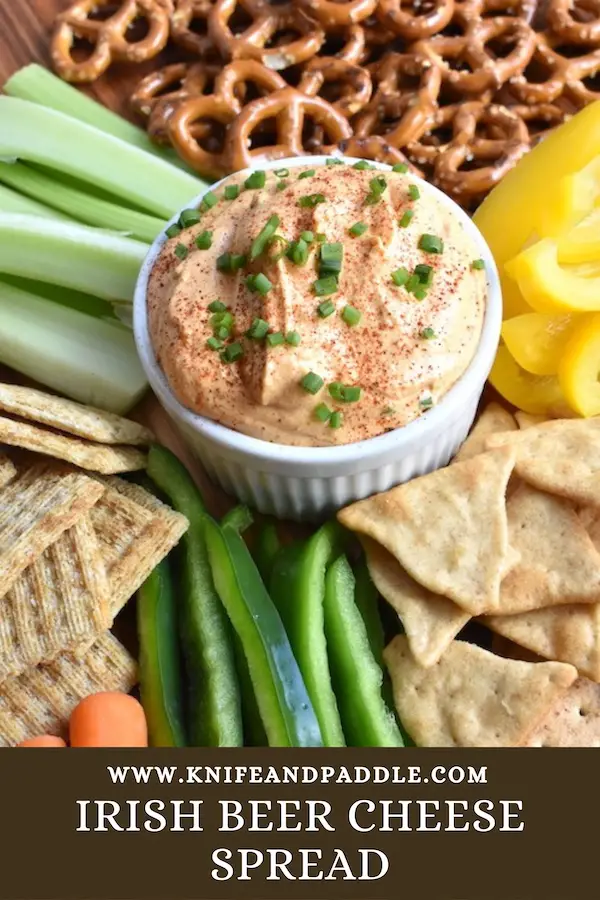 Cold dip served with a crackers, veggie sticks, pretzels and pita chips