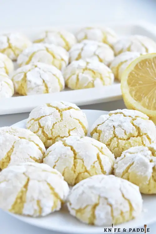 Lemon Crinkle Cookies on a plate