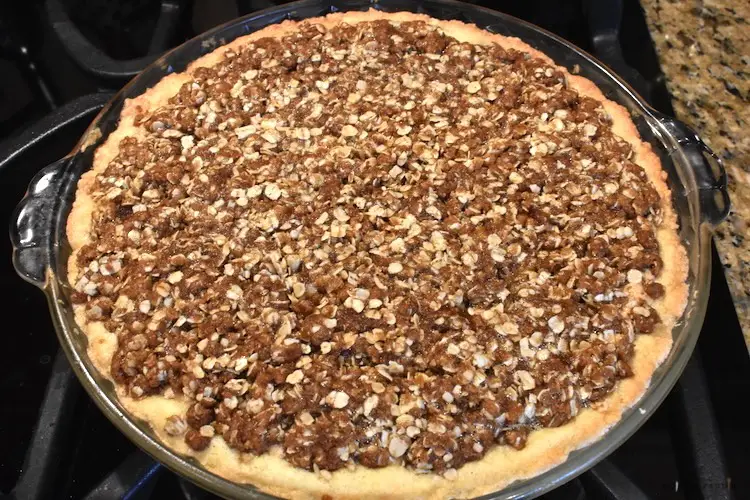 The Most Delicious Peanut Butter Pie baked and cooling