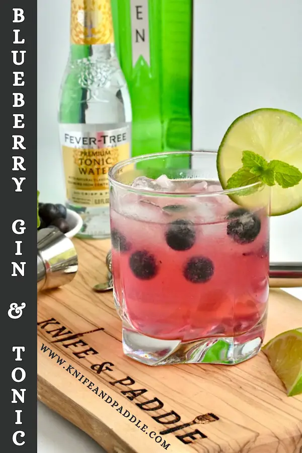 Refreshing Summer Cocktail with Tanqueray 10, tonic water, fresh fruit, and fresh squeezed lime juice