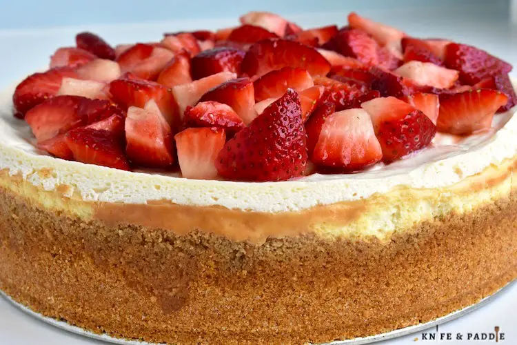 Classic Cheesecake topped with fresh strawberries