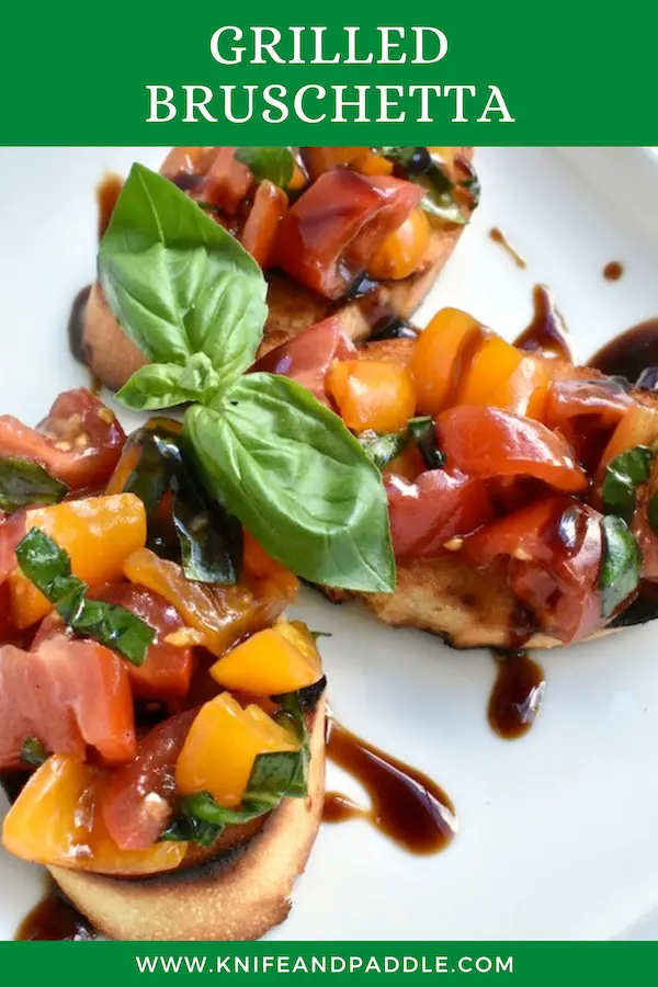 Toasted bread and fresh grape tomatoes with basil and balsamic glaze