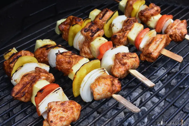 Grilled Chicken Kabobs on the grill