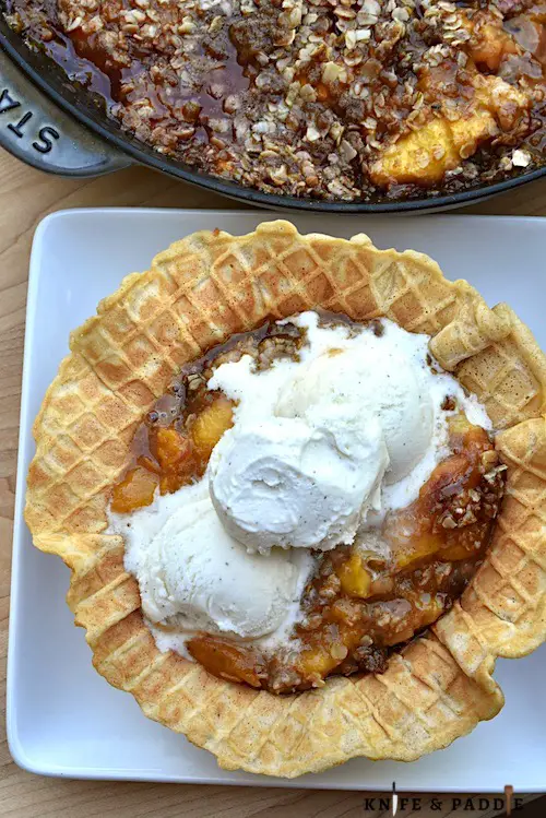 Delicious summer dessert in a skillet 