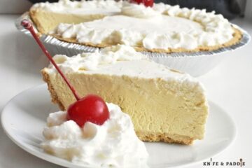 Root Beer Float Pie Topped with whipped cream and a cherry