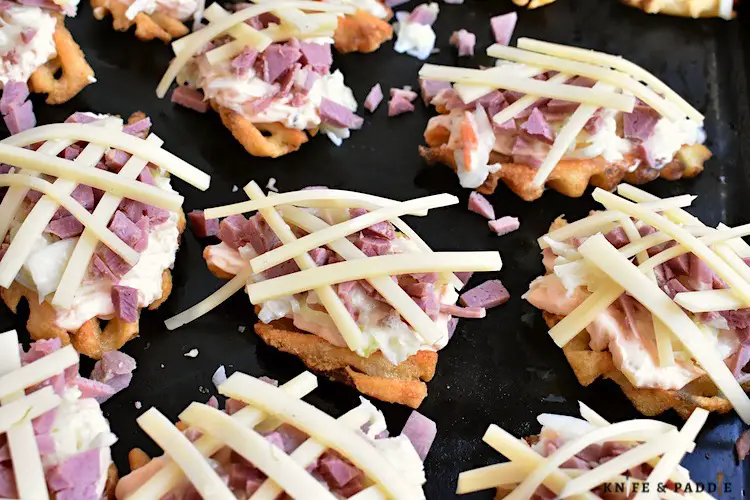 Assembling the waffle fires on a baking sheet