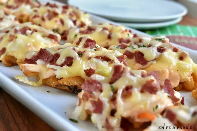 Reuben Waffle Fries on a serving plate