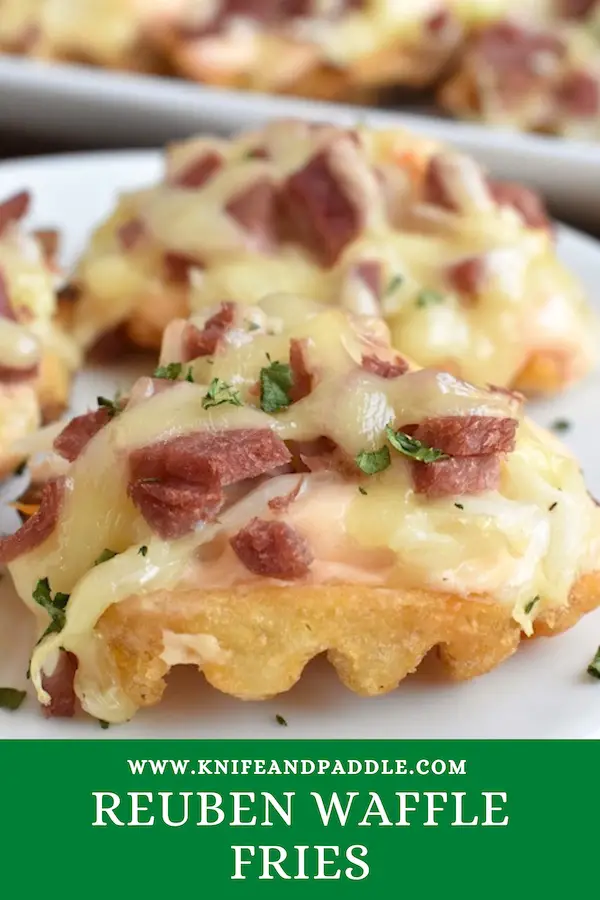 Tasty Reuben Waffle Fries on an appetizer plate