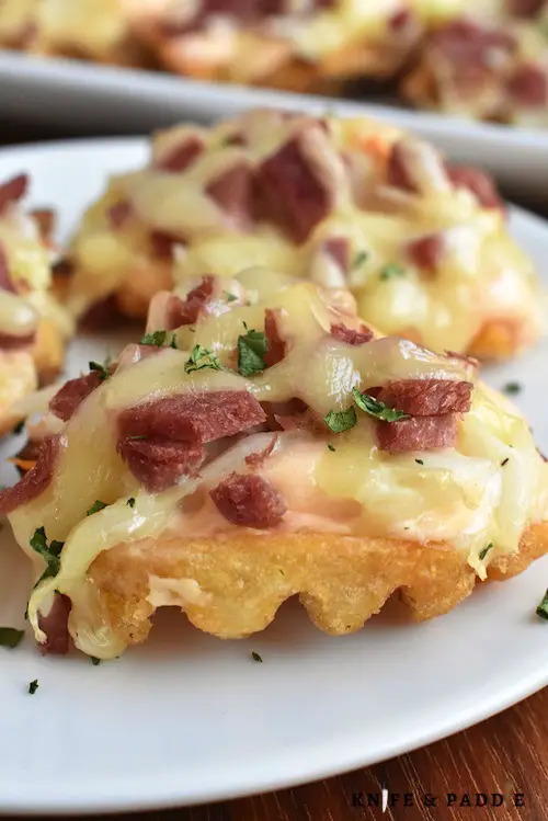 Corned beef, Swiss Cheese, Thousand Island dressing and coleslaw atop a potato