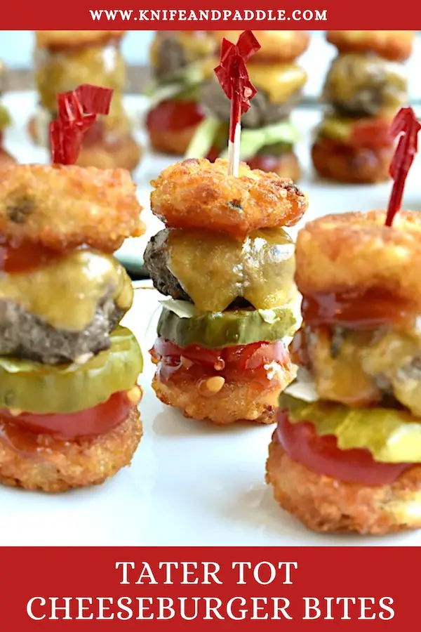 Tater Tot Cheeseburger Bites on a plate