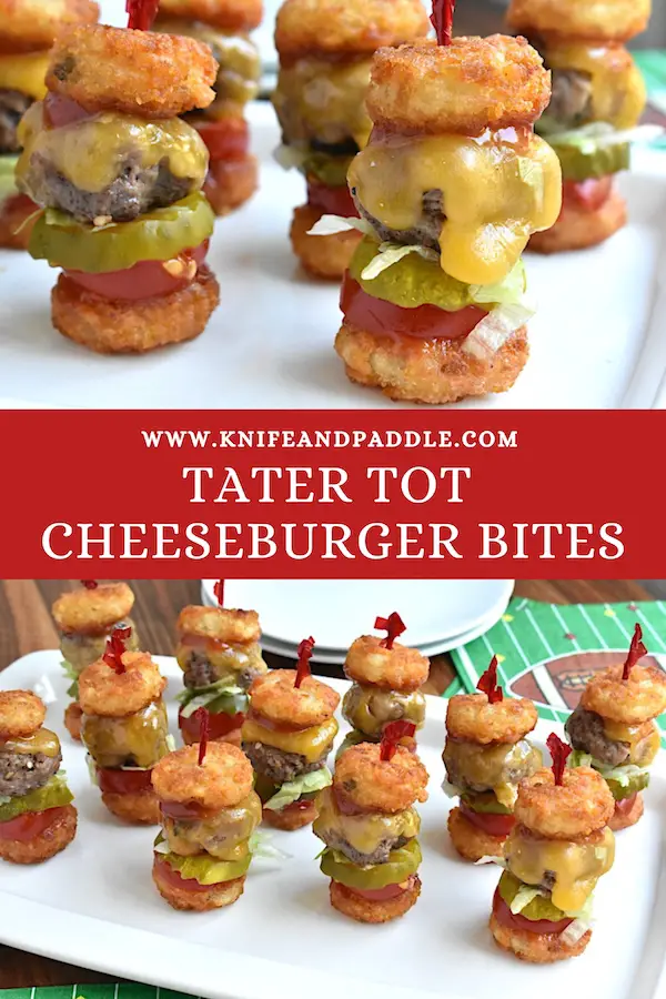 Tater Tot Cheeseburger Bites on a plate