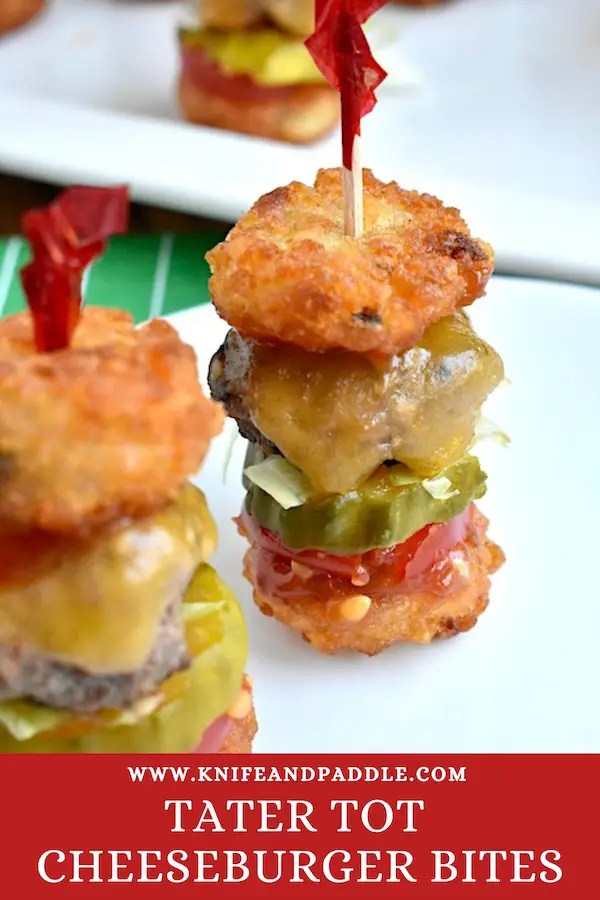 Tater Tot Cheeseburger Bites on a plate