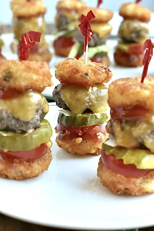 Mini sliders on a serving plate