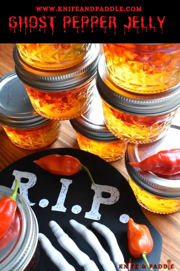 Ghost pepper jelly in 4 oz mason jars