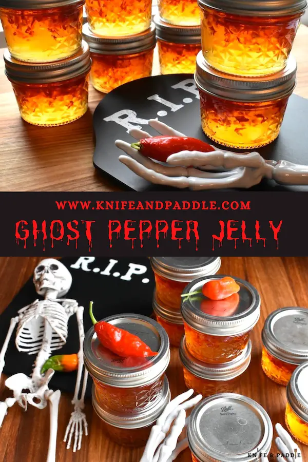 Ghost pepper jelly in 4 oz mason jars