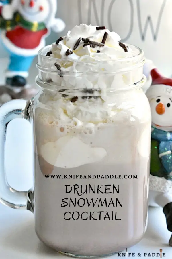 Drunken Snowman Cocktail with Whipped Cream and Chocolate Sprinkles