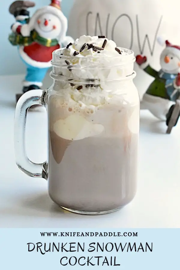 Drunken Snowman Cocktail with Whipped Cream and Chocolate Sprinkles