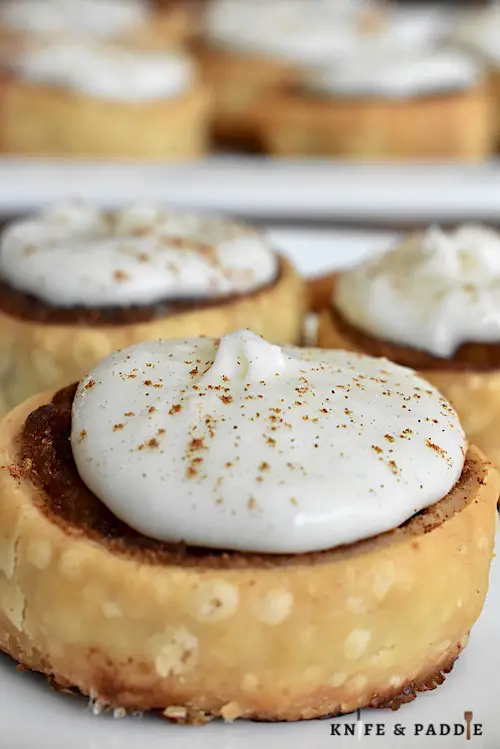 Mini Cinnamon Rolls topped with frosting