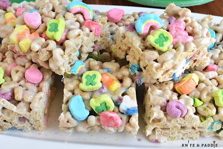 Lucky Charms Marshmallow Treats on a plate