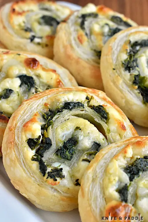 Spinach Feta Pinwheels on a dish