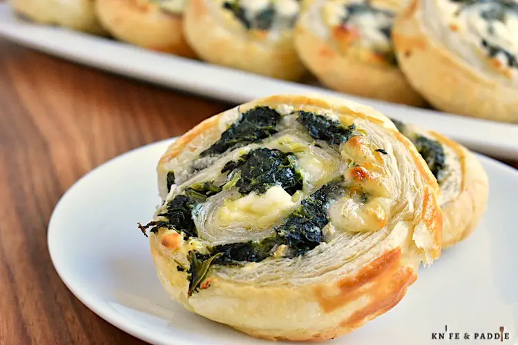 Spinach Feta Pinwheels on a dish